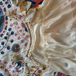 SHEIN Cream Boho Tassel Top